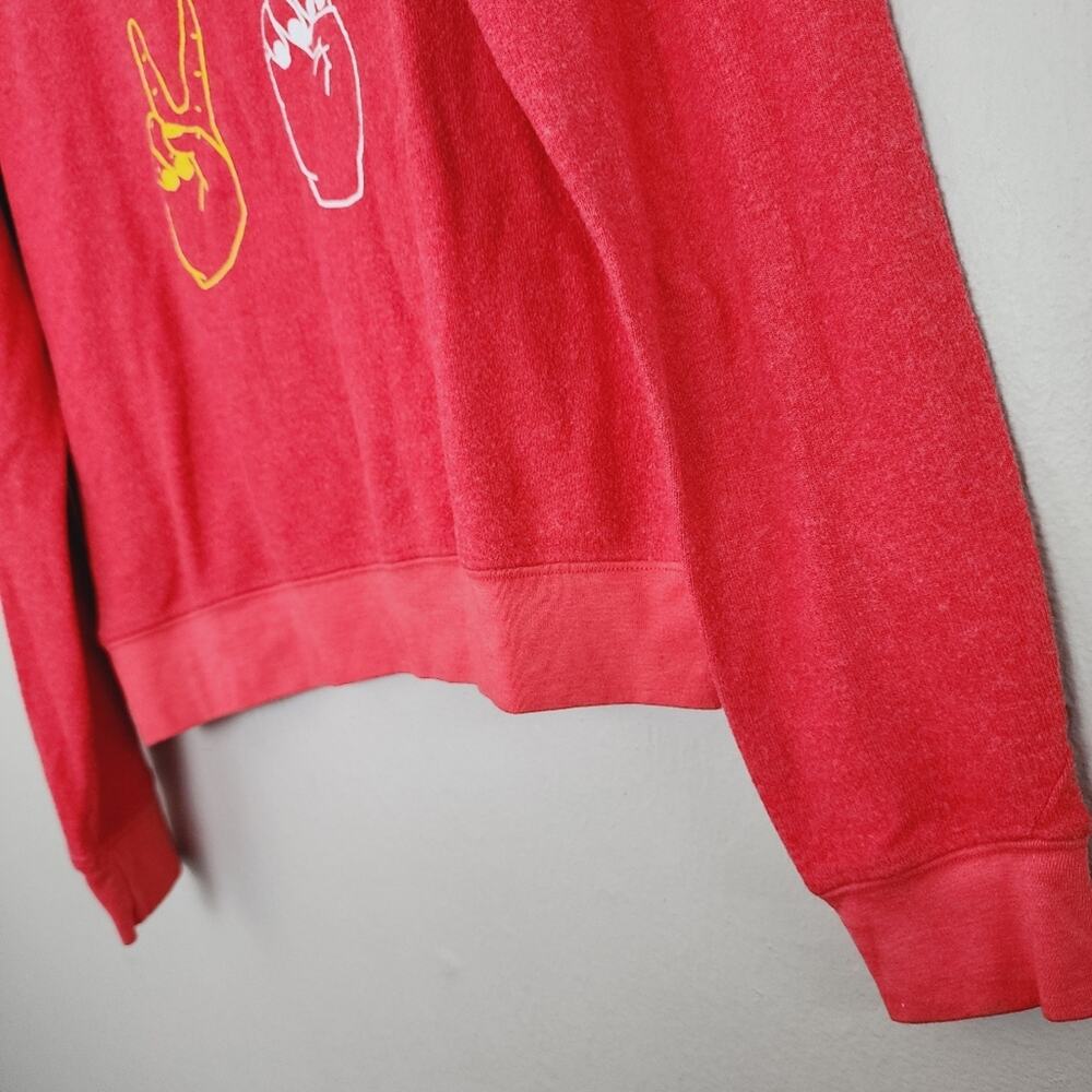 Wildfox Love Signs Graphic Oversized Sweatshirt Crimson Red Crewneck Pullover S - Picture 8 of 9